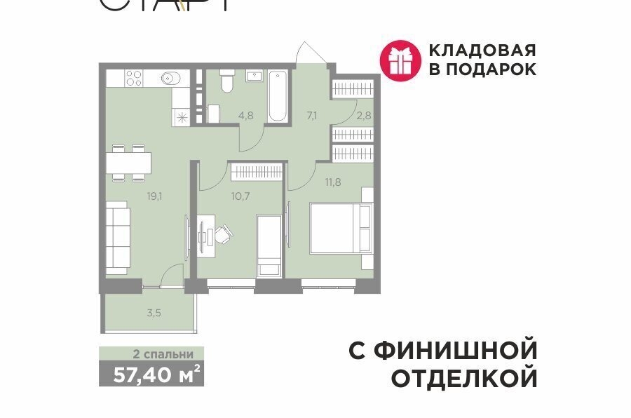 квартира г Пермь ул Сергея Есенина 22 фото 1