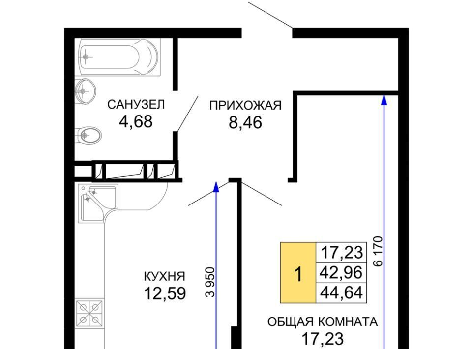 квартира г Краснодар р-н Прикубанский мкр им Петра Метальникова ЖК «Лучший» фото 1