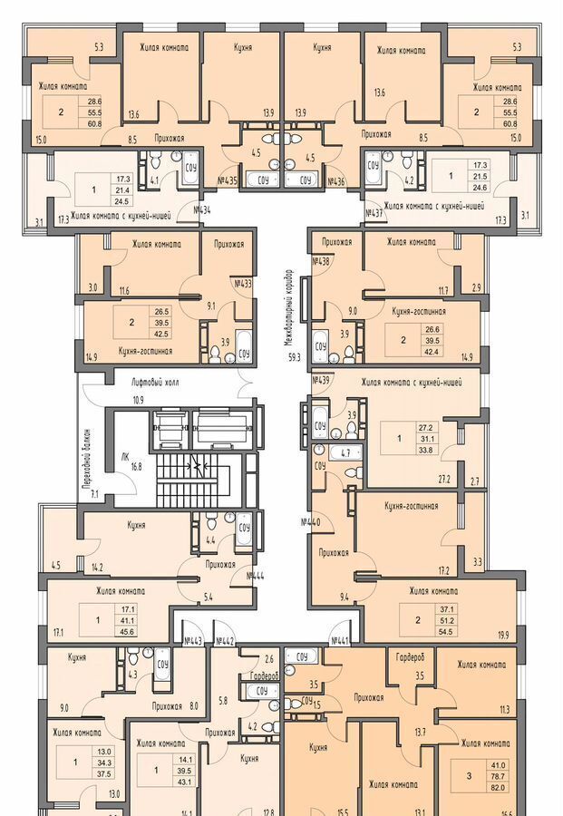 квартира г Ростов-на-Дону р-н Советский XI мкр, кв-л 11-3, стр. 3 фото 2
