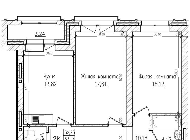 квартира г Новосибирск Заельцовская пр-кт Красный 222/3 фото 2