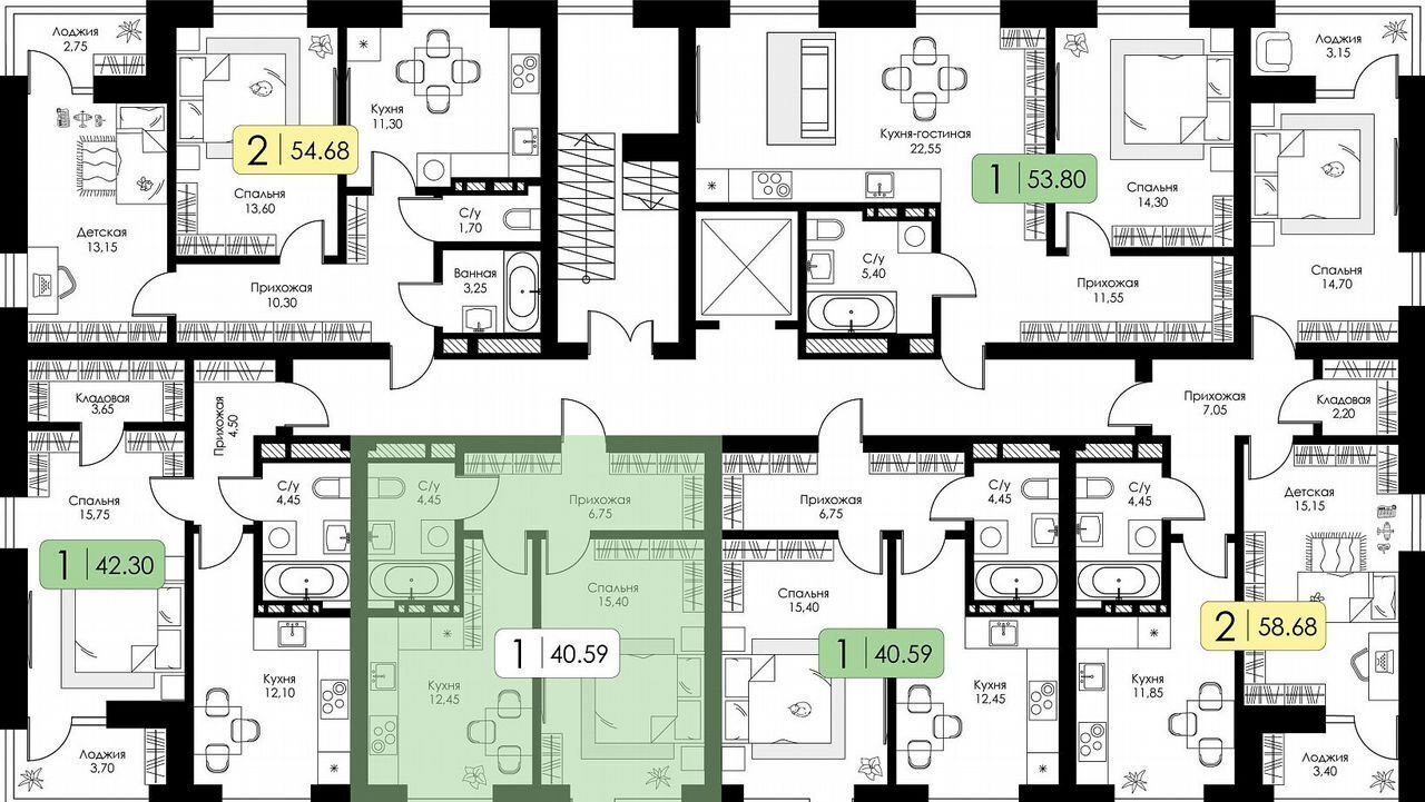 квартира г Смоленск р-н Ленинский ш Краснинское 4 блок-секция 1, 2, 3 фото 13