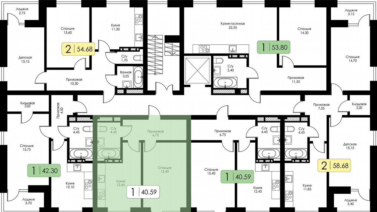 квартира г Смоленск р-н Ленинский ш Краснинское 4 блок-секция 1, 2, 3 фото 14