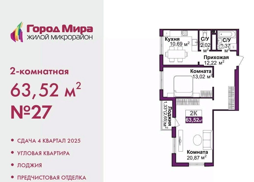 квартира г Симферополь р-н Центральный Город Мира жилой комплекс фото 1