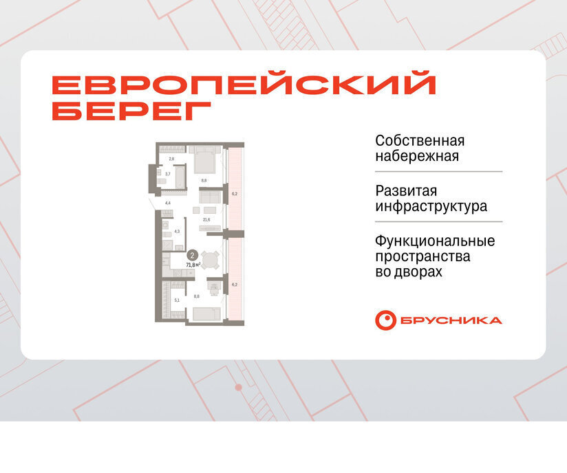 квартира г Новосибирск р-н Октябрьский Речной вокзал микрорайон «Евроберег» микрорайон Европейский Берег фото 1