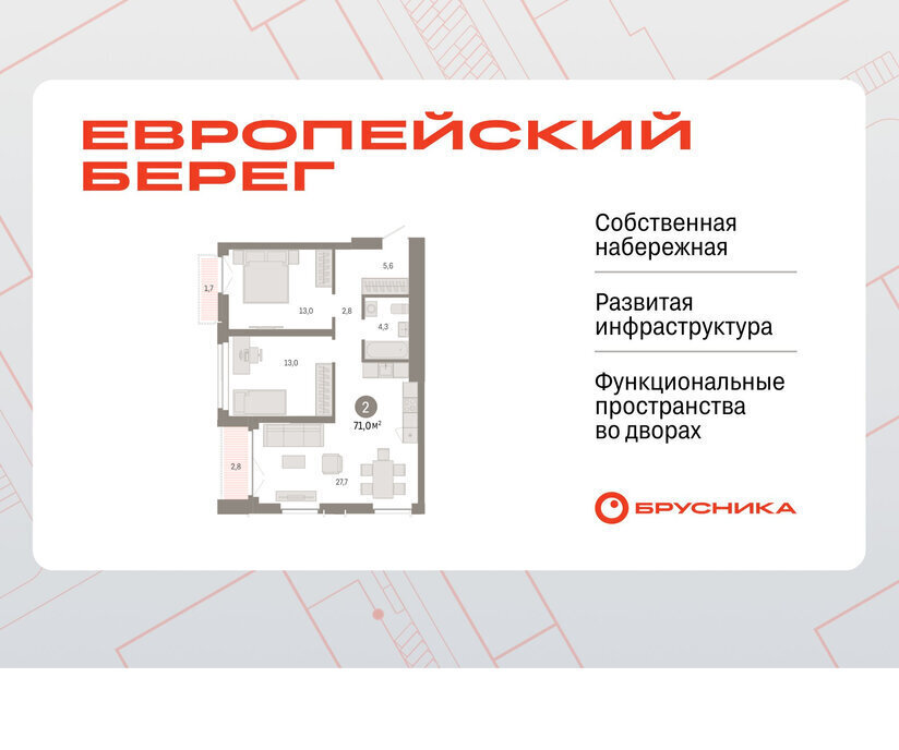 квартира г Новосибирск р-н Октябрьский Речной вокзал микрорайон Европейский Берег фото 1