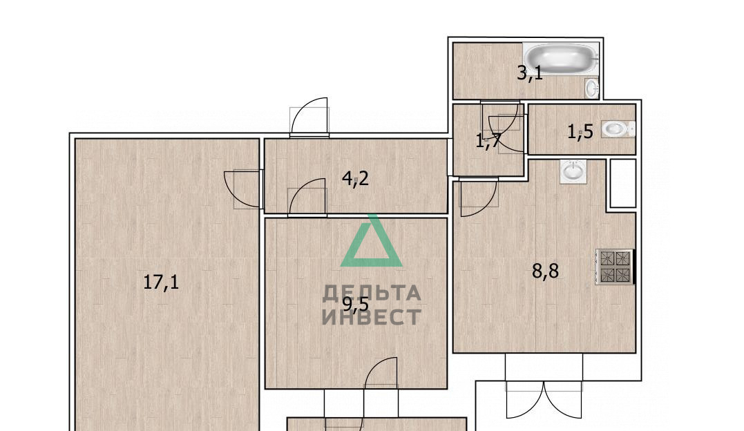 квартира г Уфа Затон ул Летчиков 2д м-н фото 21