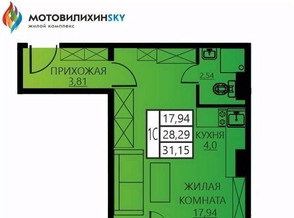 квартира г Пермь р-н Мотовилихинский ул Гашкова 53к/3 фото 1