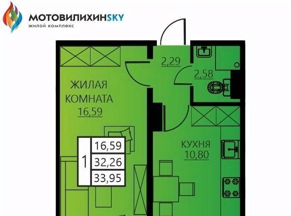 квартира г Пермь р-н Мотовилихинский ул Гашкова 53к/3 фото 1
