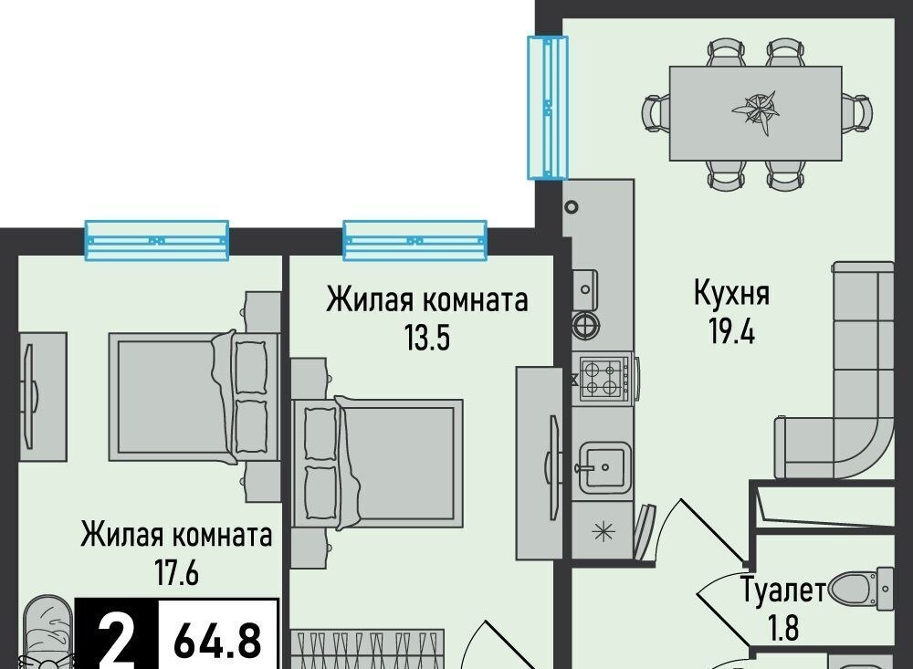 квартира г Железноводск п Иноземцево ул. Рядового Панченко, 18А фото 1