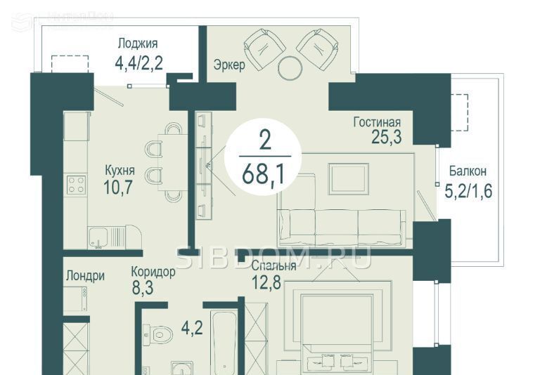 квартира г Красноярск р-н Советский ул Авиаторов 24 фото 2