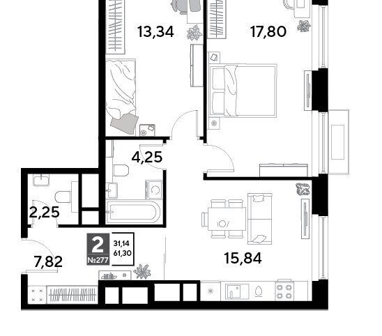 квартира г Реутов Реутов, 3-й микрорайон, ЖК Эво, к 1 фото 1