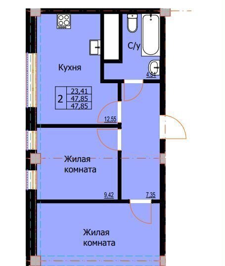 квартира г Ессентуки ул Галерейная ЖК «Резиденция на Курорте» поз. 1 фото 2