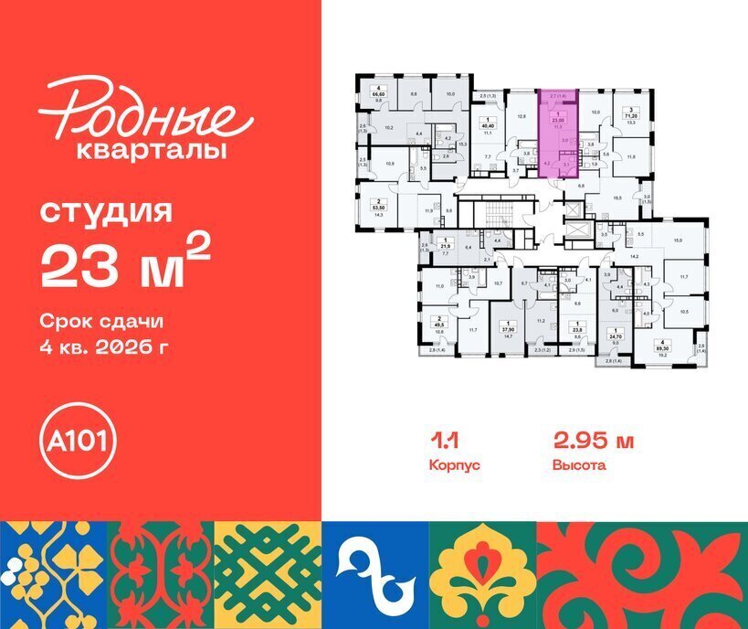 квартира г Щербинка ЖК «Родные кварталы» 1/2 ТиНАО Внуково Толстопальцево фото 2