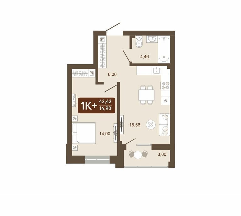 квартира г Кемерово микрорайон 58В, 1 фото 1