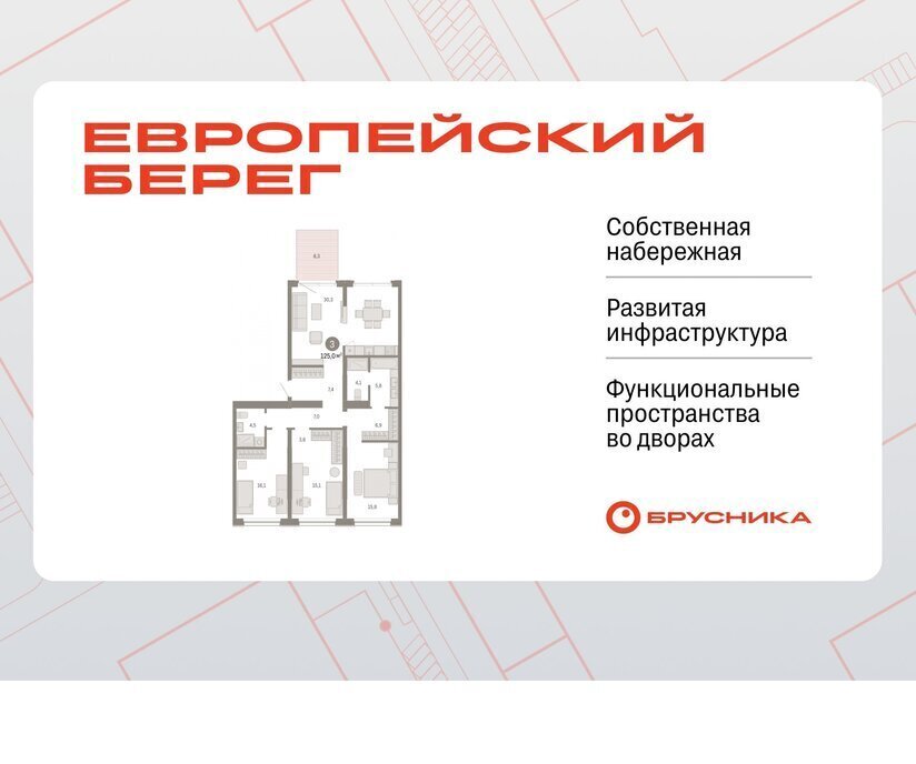 квартира г Новосибирск р-н Октябрьский Речной вокзал ул Большевистская микрорайон «Евроберег» с 49 фото 1