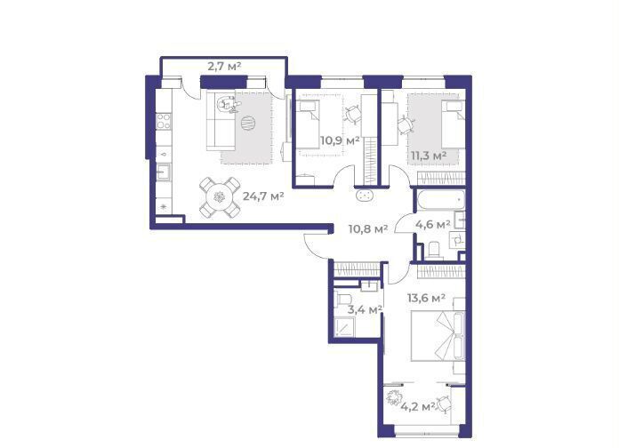 квартира г Тюмень р-н Калининский ул Василия Малкова 21 секц. 2-8 фото 2