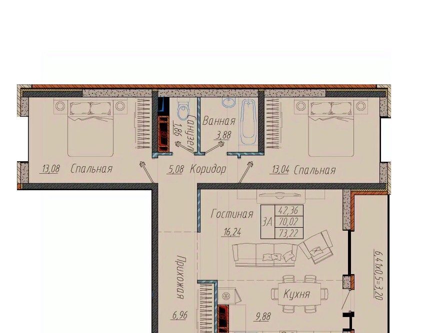 квартира г Краснодар р-н Прикубанский ул им. генерала Корнилова 10к/1 фото 2