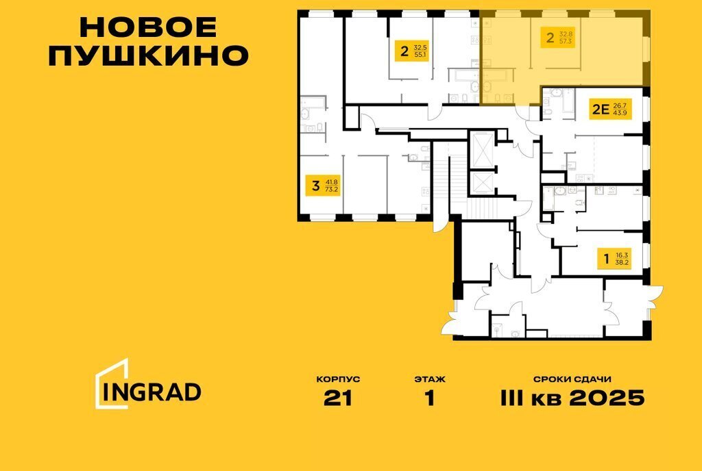 квартира г Пушкино микрорайон Новое, к 21, Бабушкинская фото 2