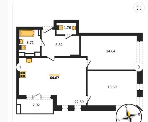 квартира г Калининград р-н Московский ул Батальная з/у 65Б фото 2