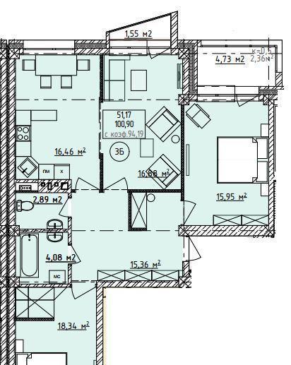 квартира г Шелехов кв-л 5-й 2 фото 1