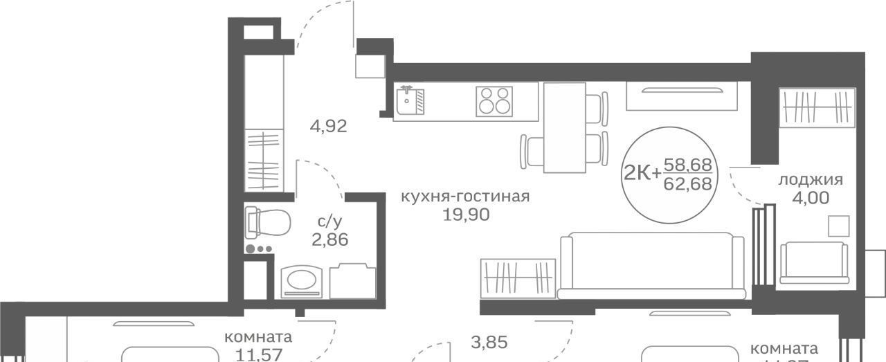 квартира р-н Тюменский д Патрушева ул Александра Пушкина 14 фото 1