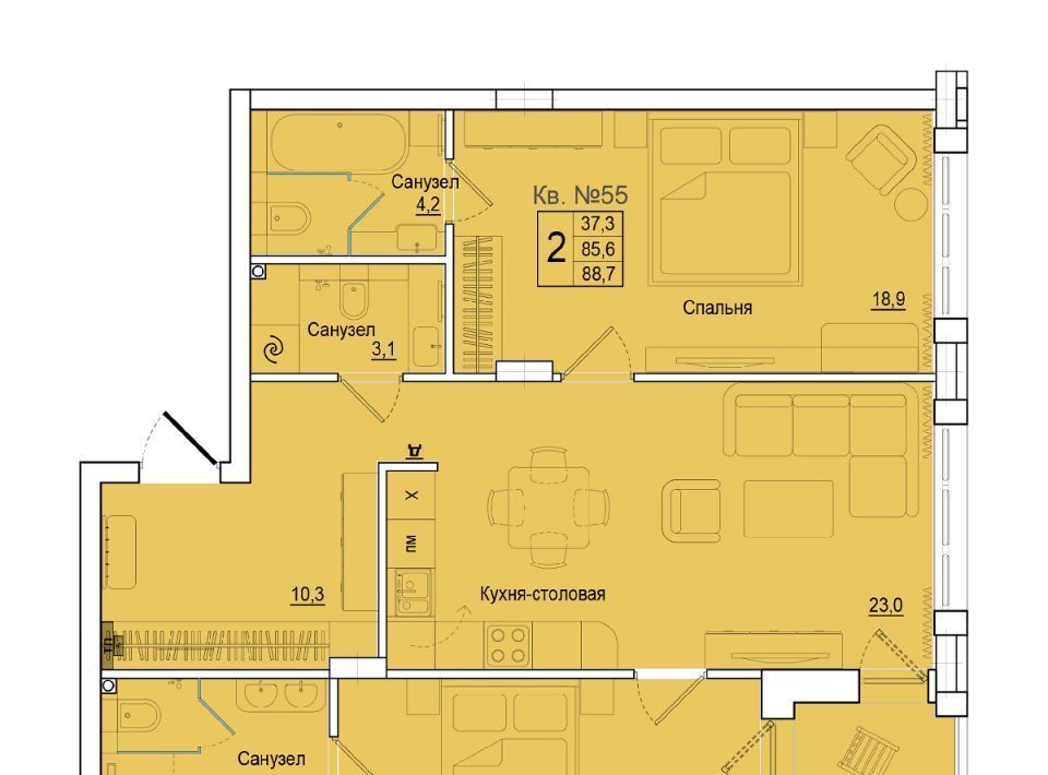 квартира г Калининград р-н Ленинградский ул Молодой гвардии 36/2 фото 1