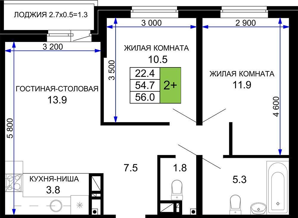 квартира г Краснодар р-н Прикубанский ул Почтовое отделение 87 23 фото 1