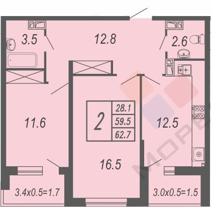 квартира г Краснодар ул им. Адмирала Серебрякова 3 фото 5