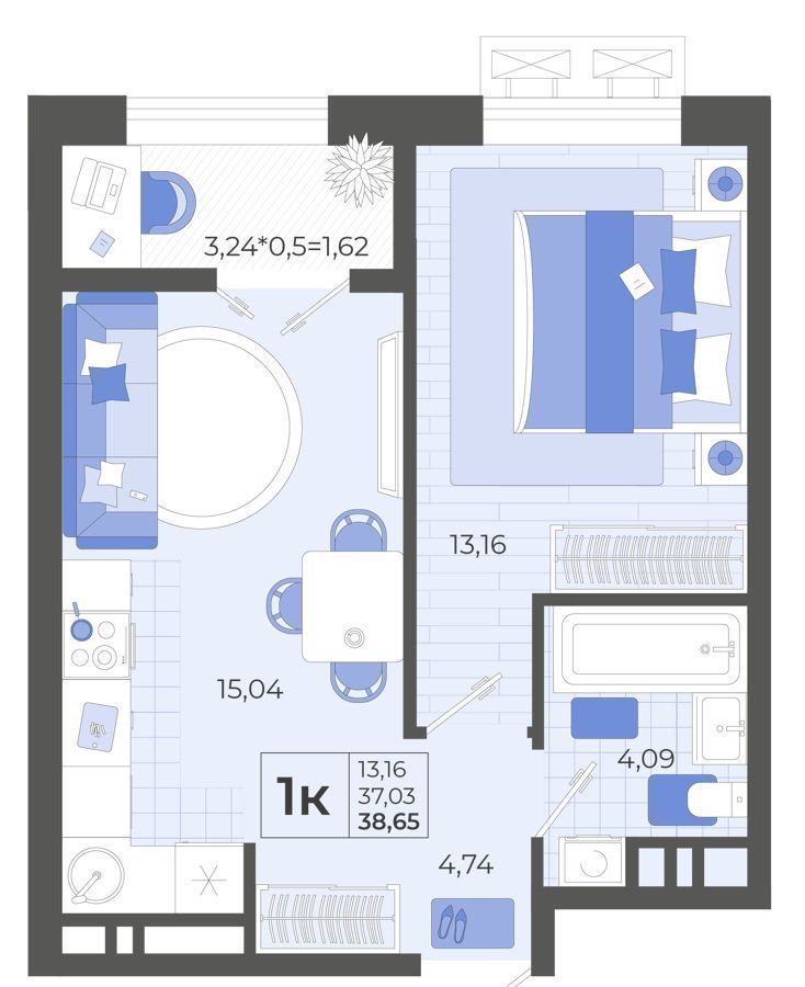 квартира р-н Тихорецкий г Тихорецк ул Калинина 1 д. 114 фото 1