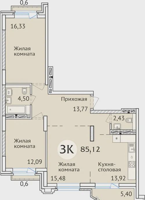 квартира г Новосибирск Заельцовская ул Дуси Ковальчук блок-секции 4. 1-4.2 фото 1