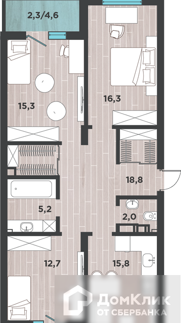 квартира г Калининград ул Большая Окружная 3-я 243 фото 1