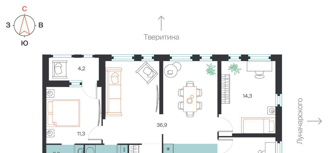 квартира г Екатеринбург Геологическая ул Тверитина 41а фото 1