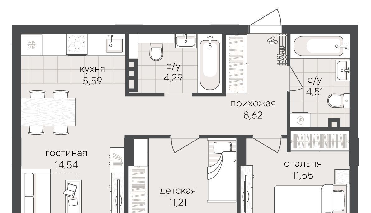 квартира г Новосибирск Заельцовская ул Кедровая 73 фото 1