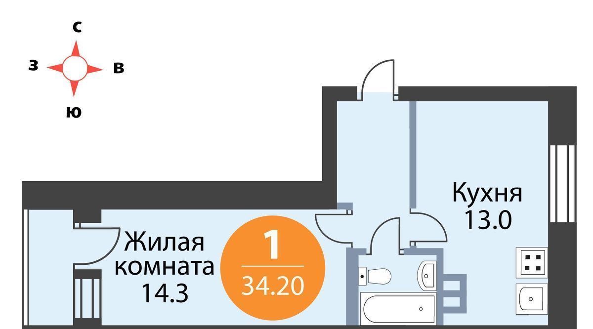 квартира р-н Всеволожский Романовское с/пос, Итальянский Квартал ЖК, Девяткино, 5 фото 1