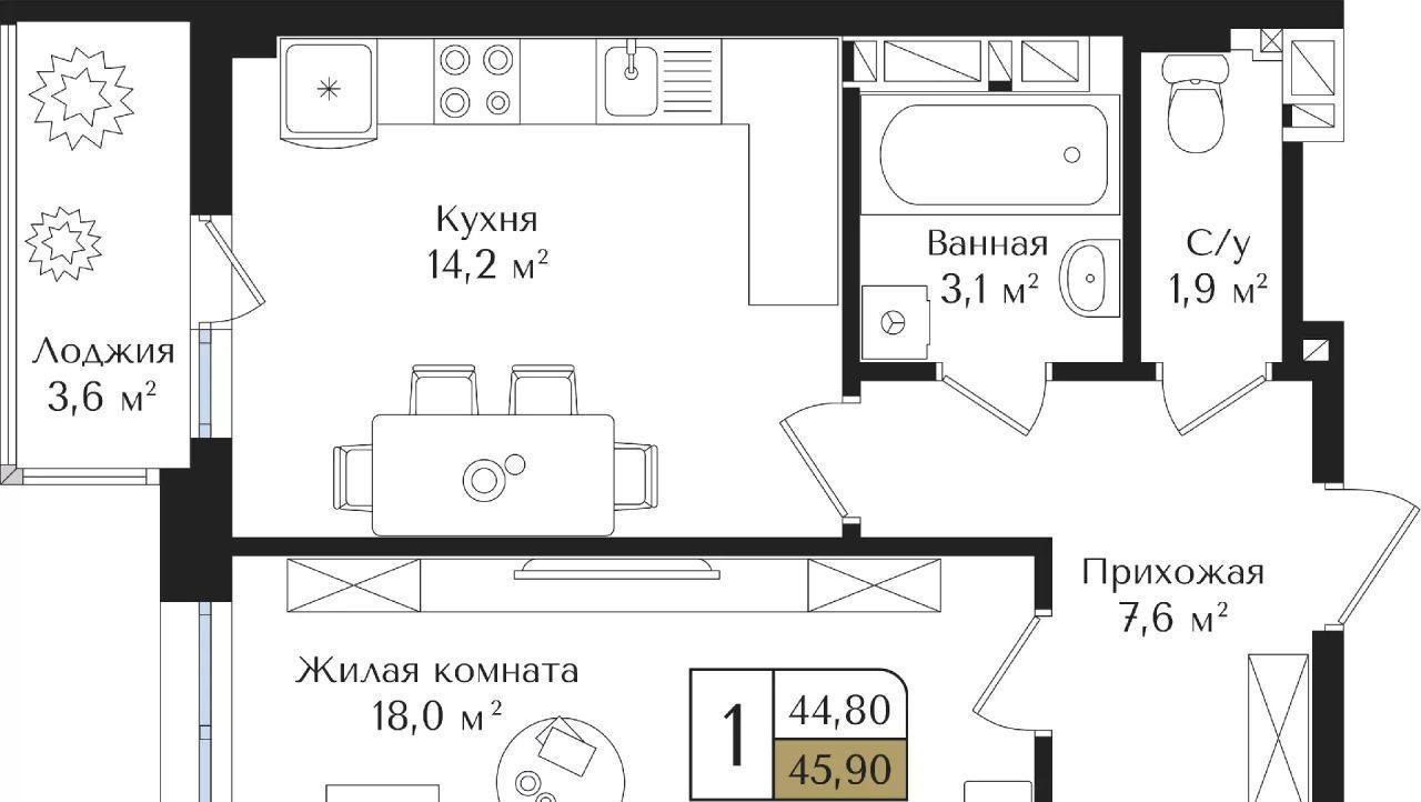 квартира г Ростов-на-Дону р-н Советский Западный ЖК Таймс фото 1