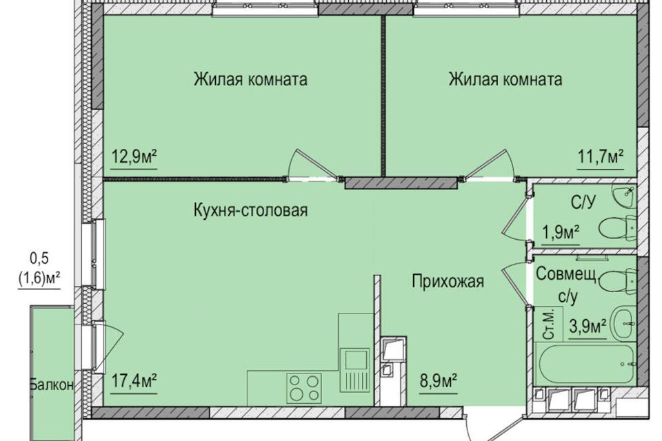 квартира г Ижевск р-н Ленинский Машиностроитель ул Зеленая 60 фото 1