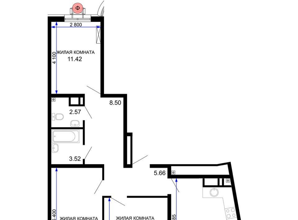 квартира г Краснодар р-н Центральный ул Новая ЖК Фонтаны 78 с 2 фото 1