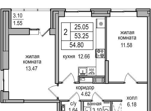 квартира г Санкт-Петербург п Парголово Торфяное ЖК «Северная Долина» метро Парнас фото 1