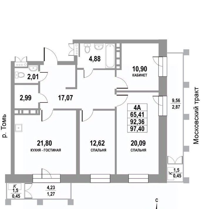 квартира г Томск р-н Кировский тракт Московский 109б/2 фото 1