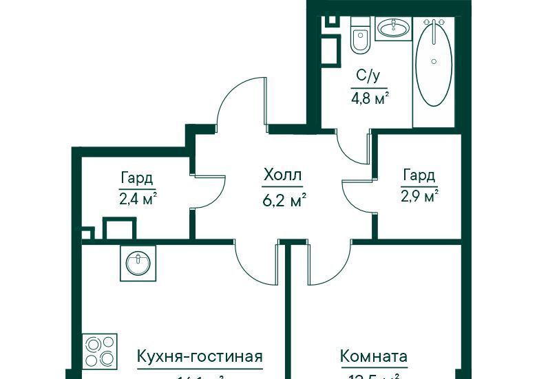 квартира г Самара р-н Октябрьский Российская ЖК Грин Ривер фото 1