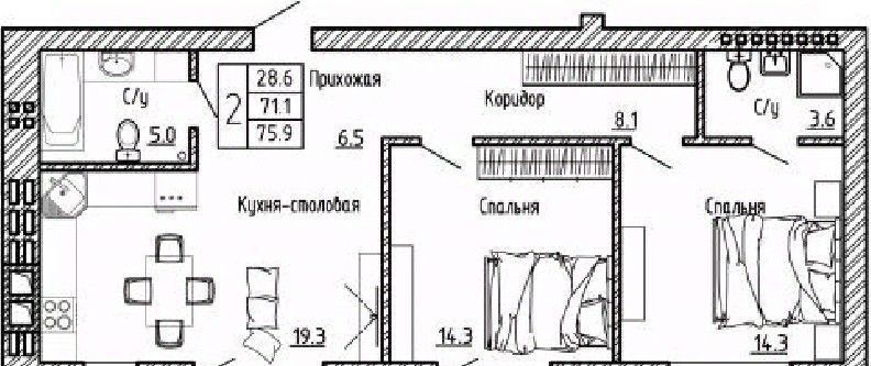 квартира р-н Рамонский с Ямное ул Генерала Круковского 2 фото 1