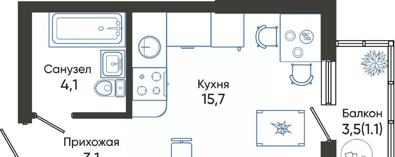 квартира г Новороссийск р-н Центральный ул Куникова 47г ЖК Облака 2 фото 1