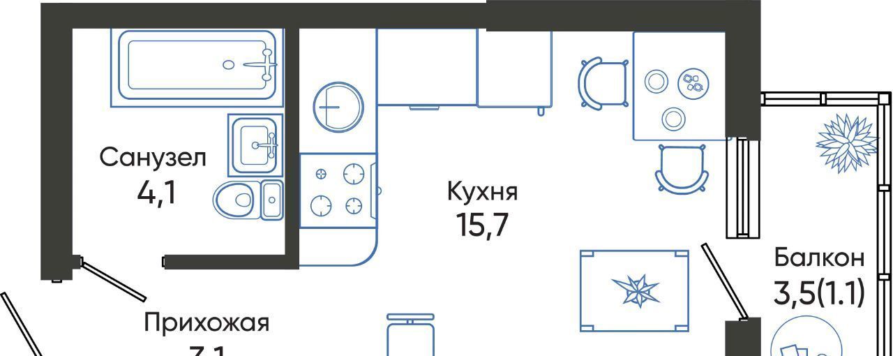 квартира г Новороссийск р-н Центральный ул Куникова 47г ЖК Облака 2 фото 2