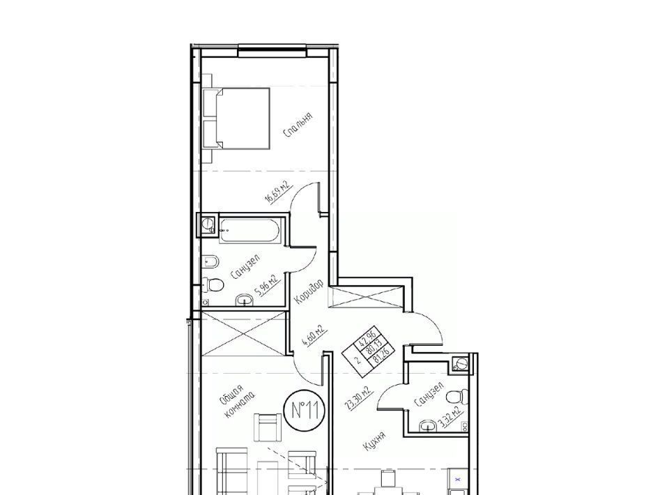 квартира г Калининград р-н Московский ул Октябрьская 12 фото 1