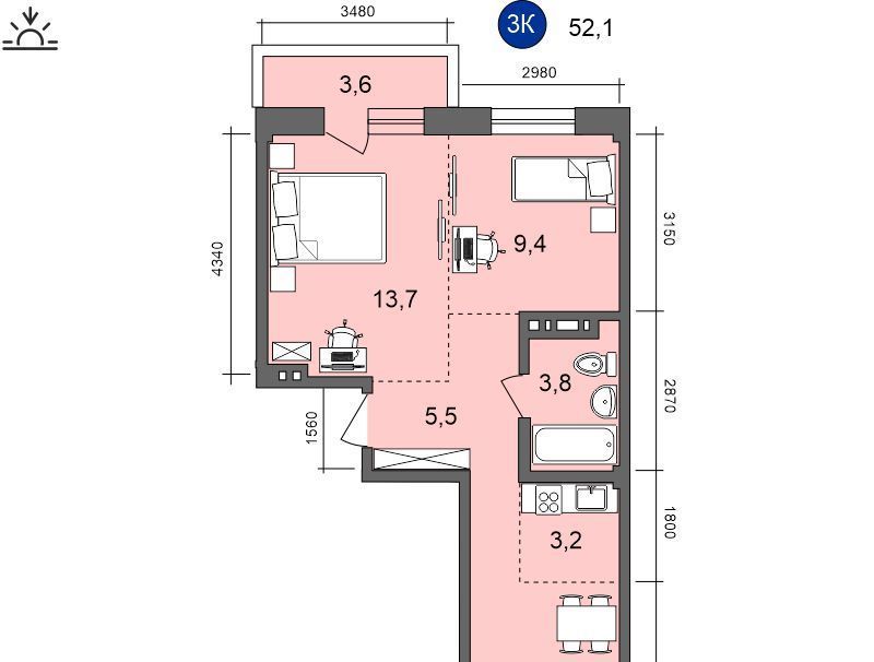 квартира г Иркутск р-н Свердловский Академгородок ЖК «Академик» фото 1