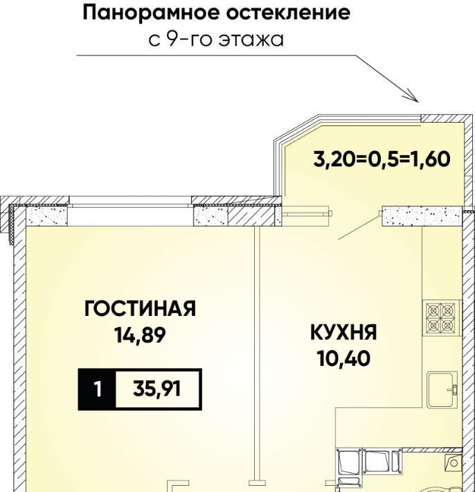 квартира г Краснодар р-н Прикубанский микрорайон «Губернский» фото 1