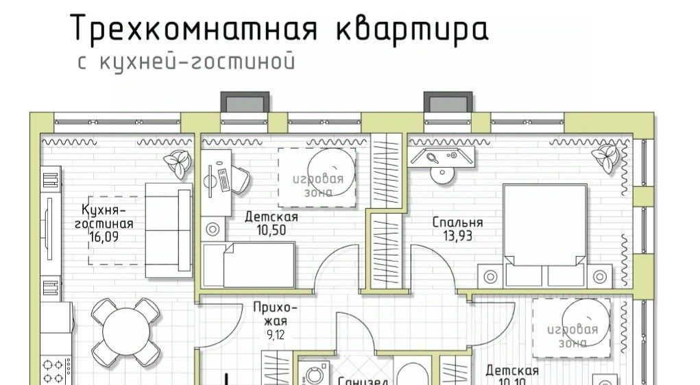 квартира р-н Ленинский п Молодежный 5 Баллов жилой комплекс, Тула фото 1