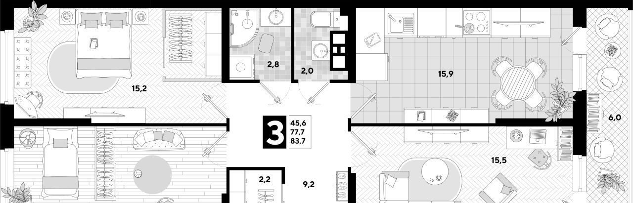 квартира г Краснодар р-н Прикубанский ул им. Константина Гондаря 103 фото 2