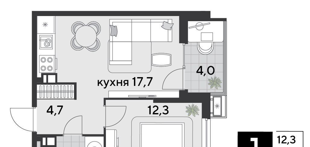 квартира г Краснодар р-н Прикубанский ЖК «Парк Победы» фото 2