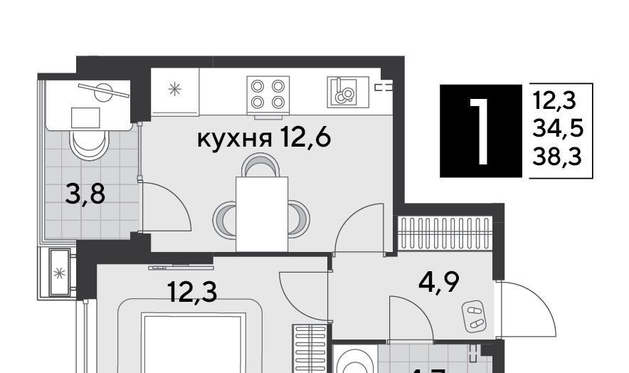 квартира г Краснодар р-н Прикубанский ЖК «Парк Победы» фото 2